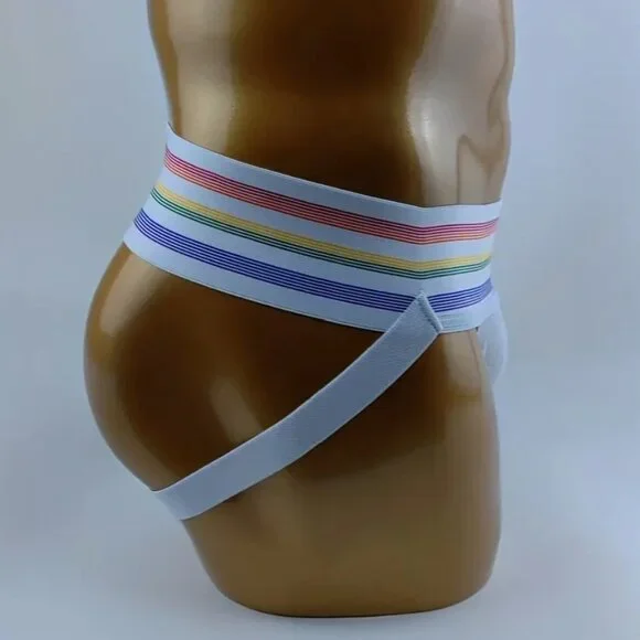Jockmail Rainbow Jockstrap Medium White - Picture 2 of 9